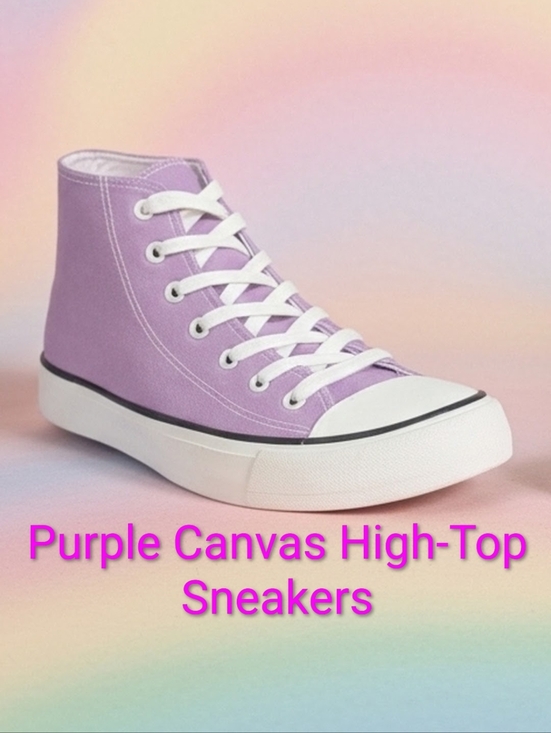 Shoes - Purple Canvas High-Top Sneakers Womens 6 Boys 4.5 EUC